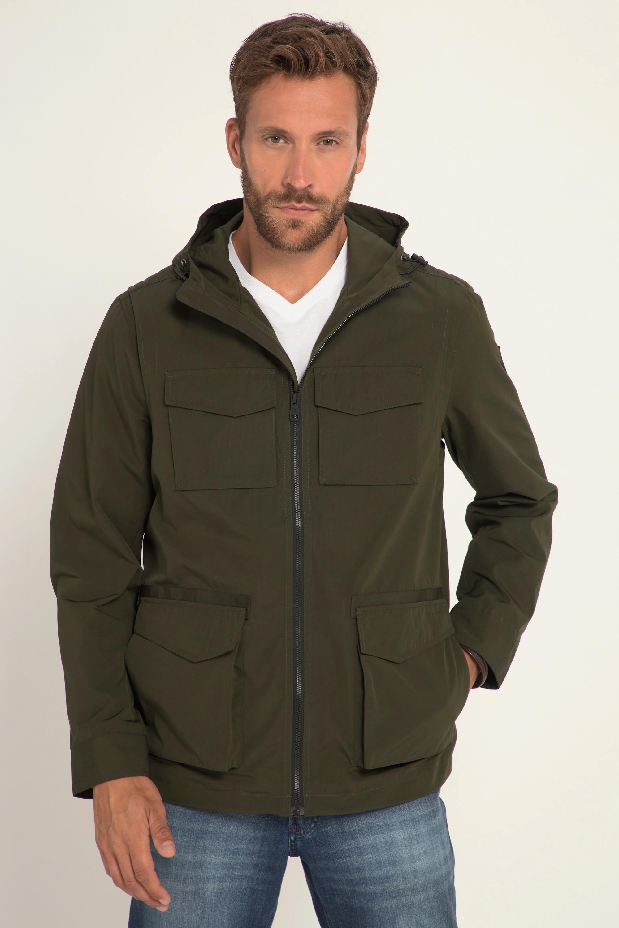 JP1880  Veste treillis en tissu Ripstop, capuche et multiples poches 