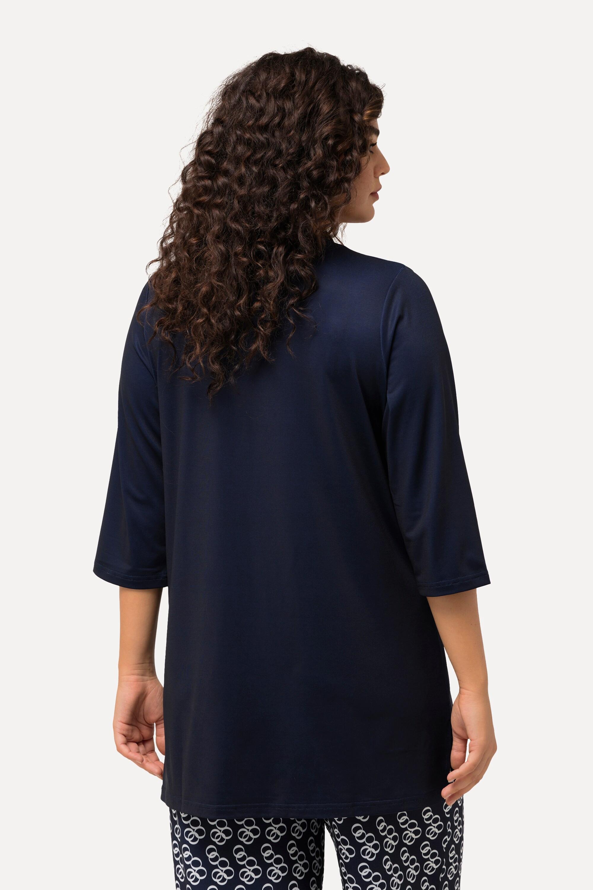 Ulla Popken  Longshirt, Ringmuster, Rundhals, 3/4-Arm 