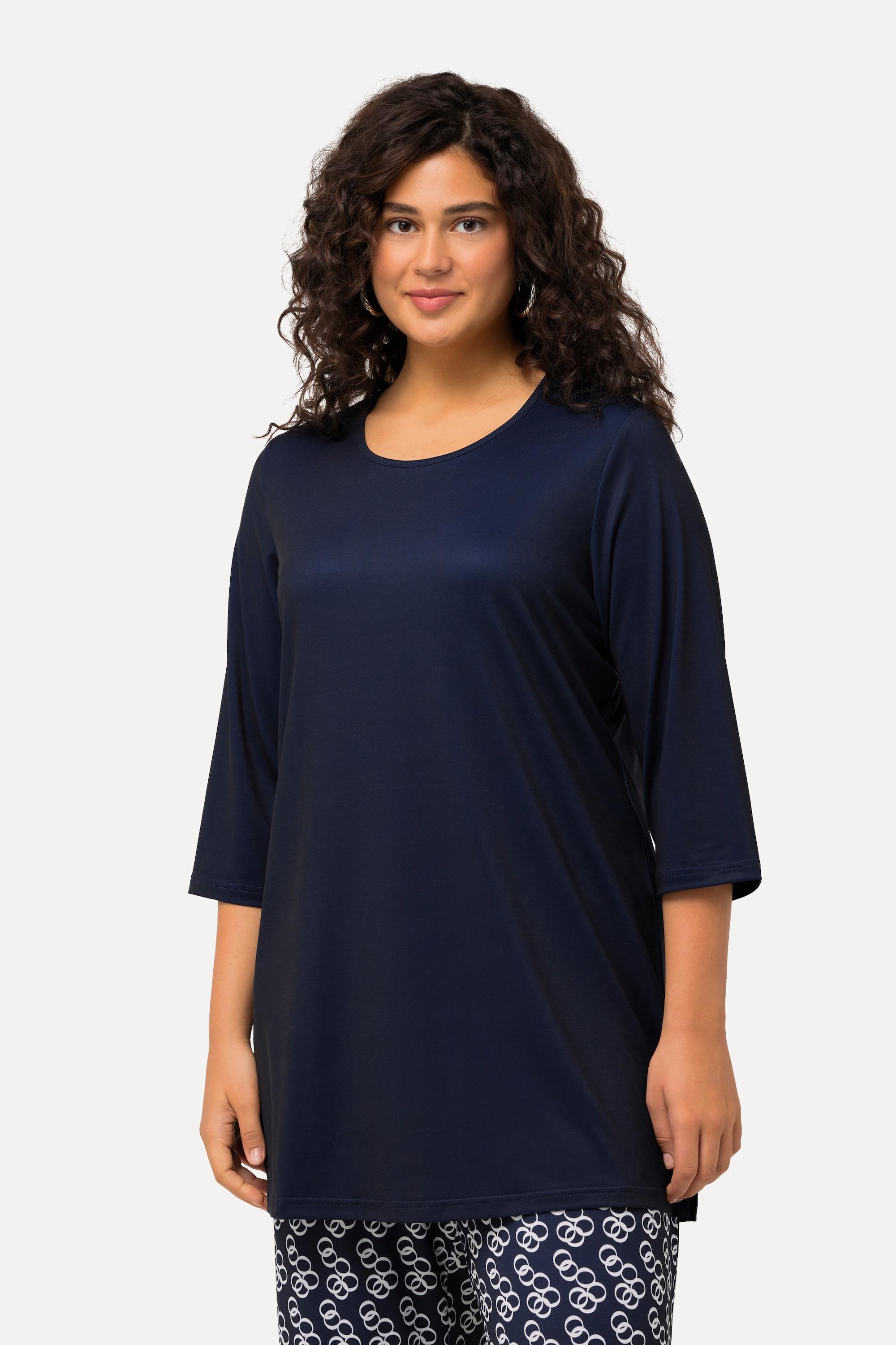 Ulla Popken  Longshirt, Ringmuster, Rundhals, 3/4-Arm 