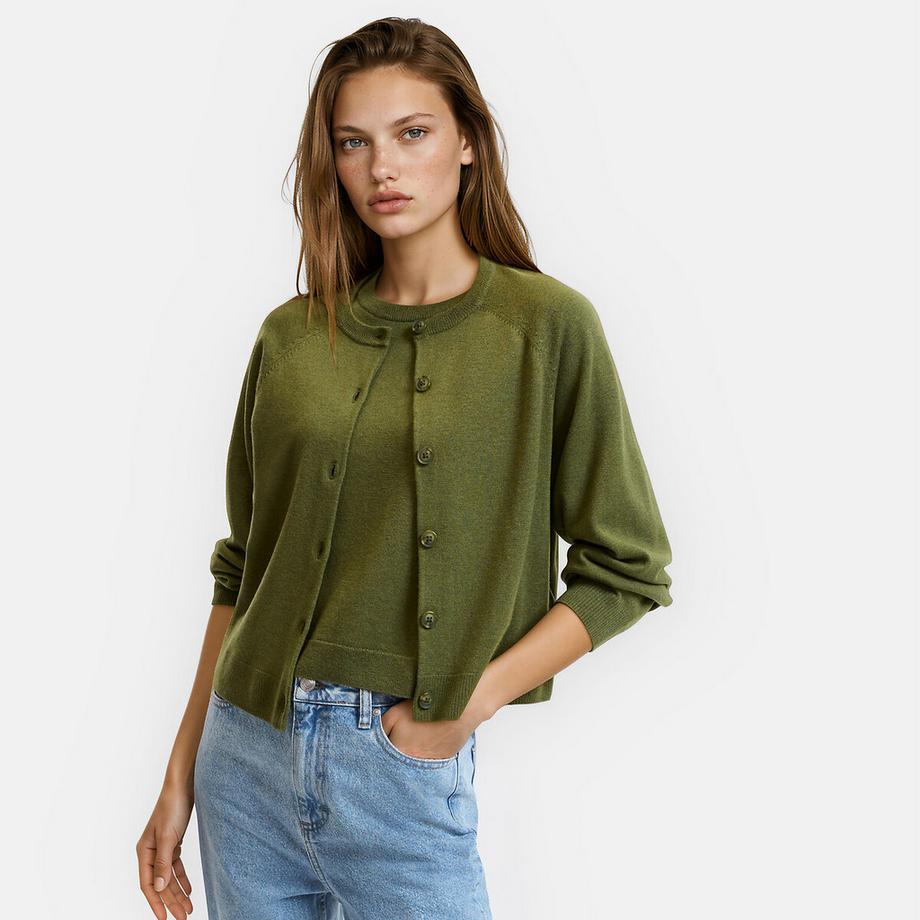 Cardigan col rond en fine maille en 100% laine