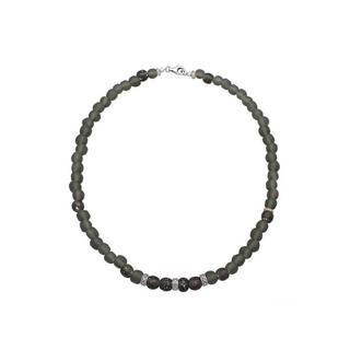 Kuzzoi  Halskette Recycelte Glas Olive Perlen Beads 925 Silber 