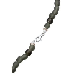 Kuzzoi  Halskette Recycelte Glas Olive Perlen Beads 925 Silber 