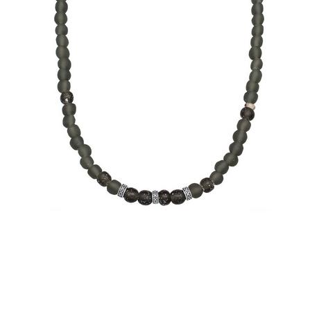 Kuzzoi  Halskette Recycelte Glas Olive Perlen Beads 925 Silber 