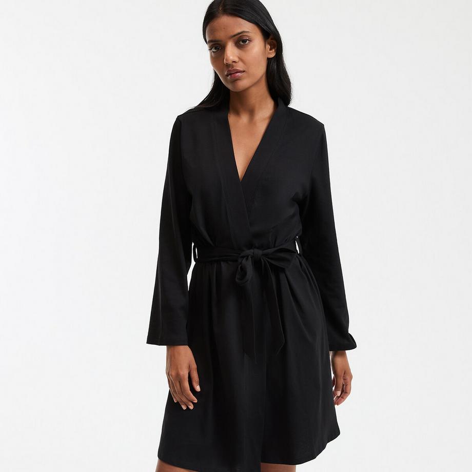 Peignoir en maille jersey de coton uni&nbsp;