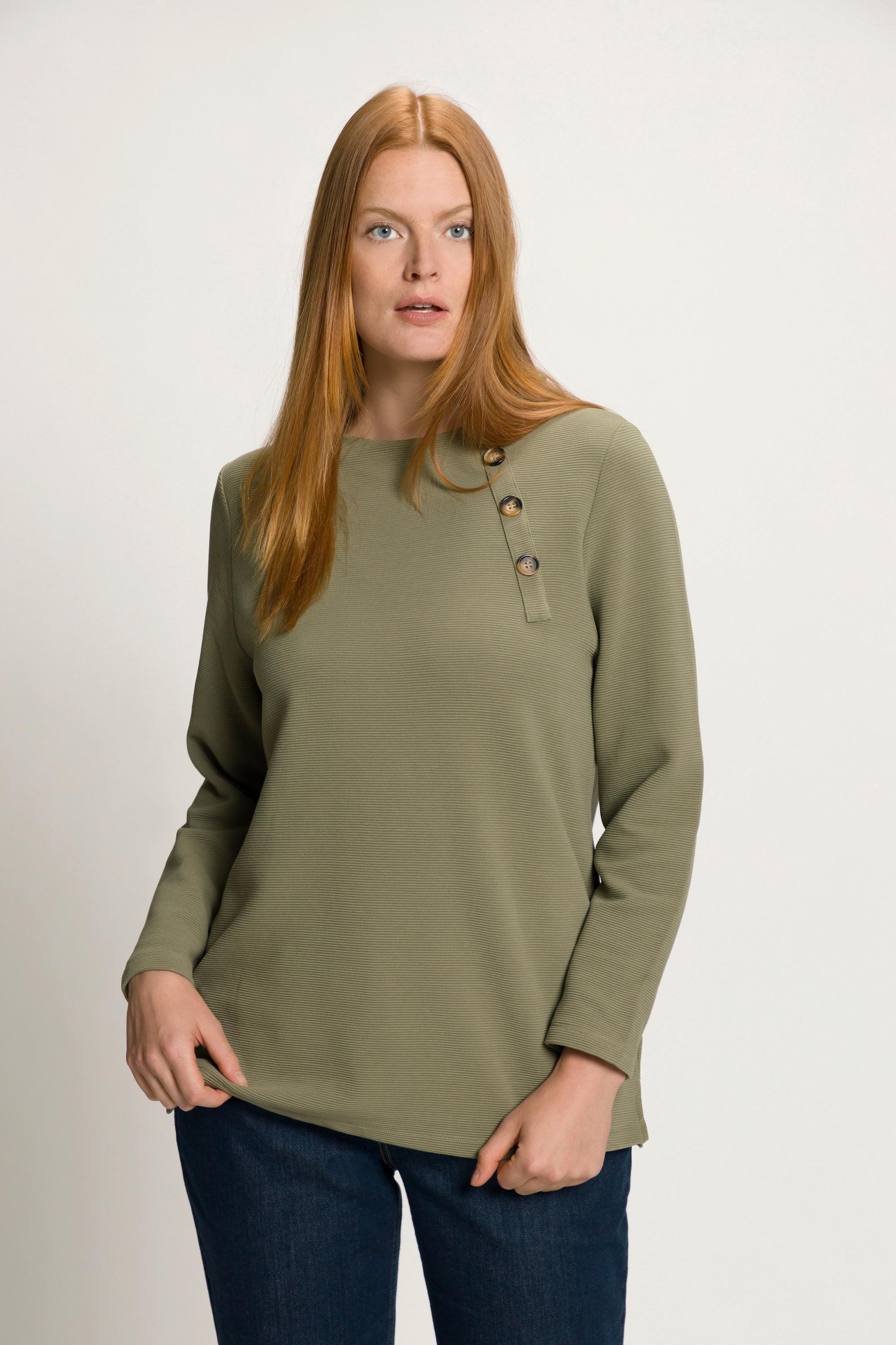 Ulla Popken  Sweat-shirt, tissu Ottoman, col montant, manches longues 