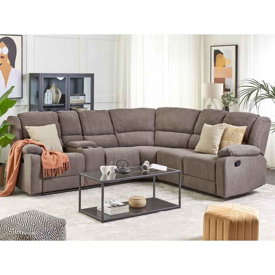 Beliani Canapé d'angle en Tissu Moderne ROKKE  