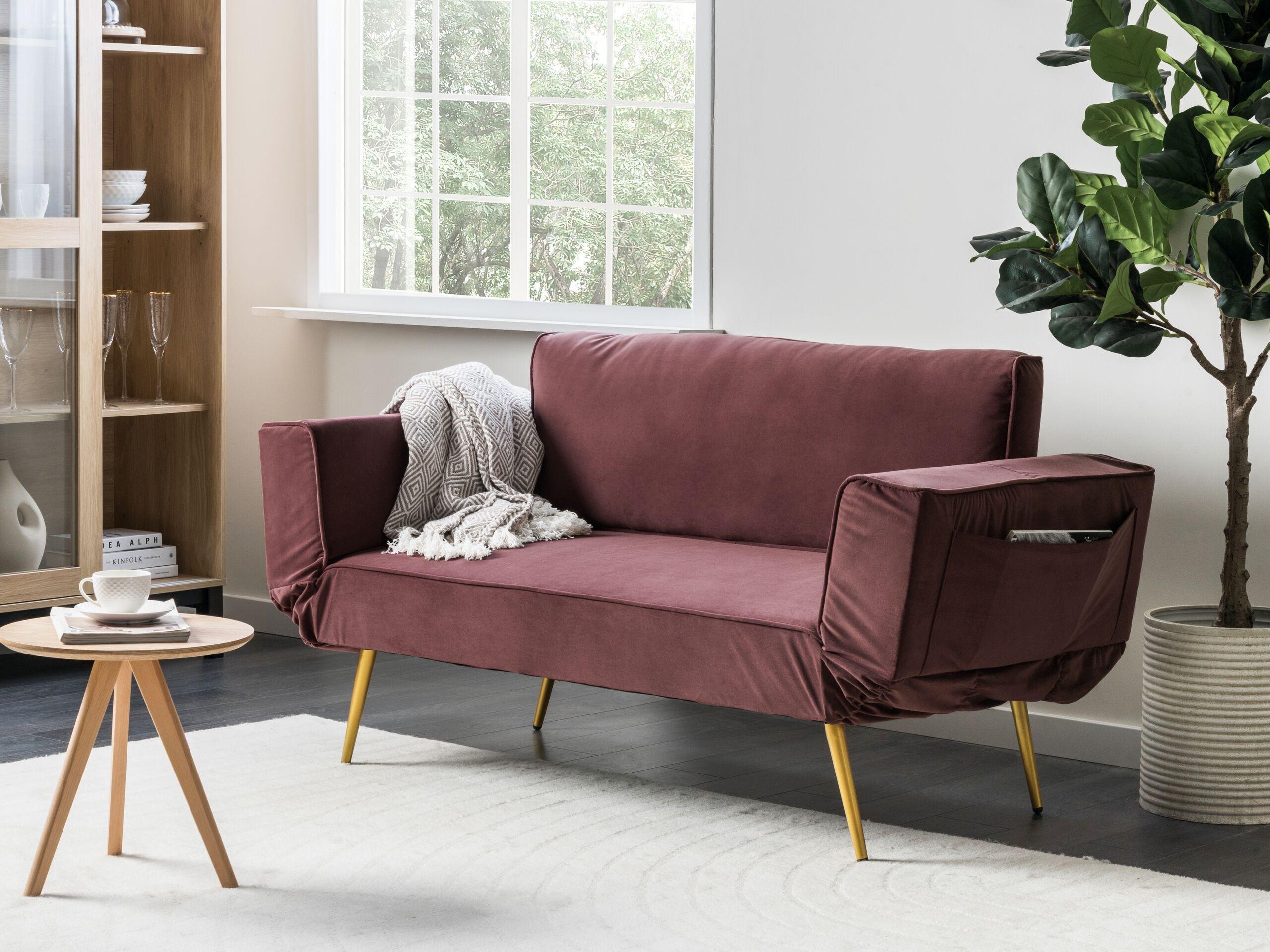 Beliani Schlafsofa aus Samtstoff Glamourös SAARELA  