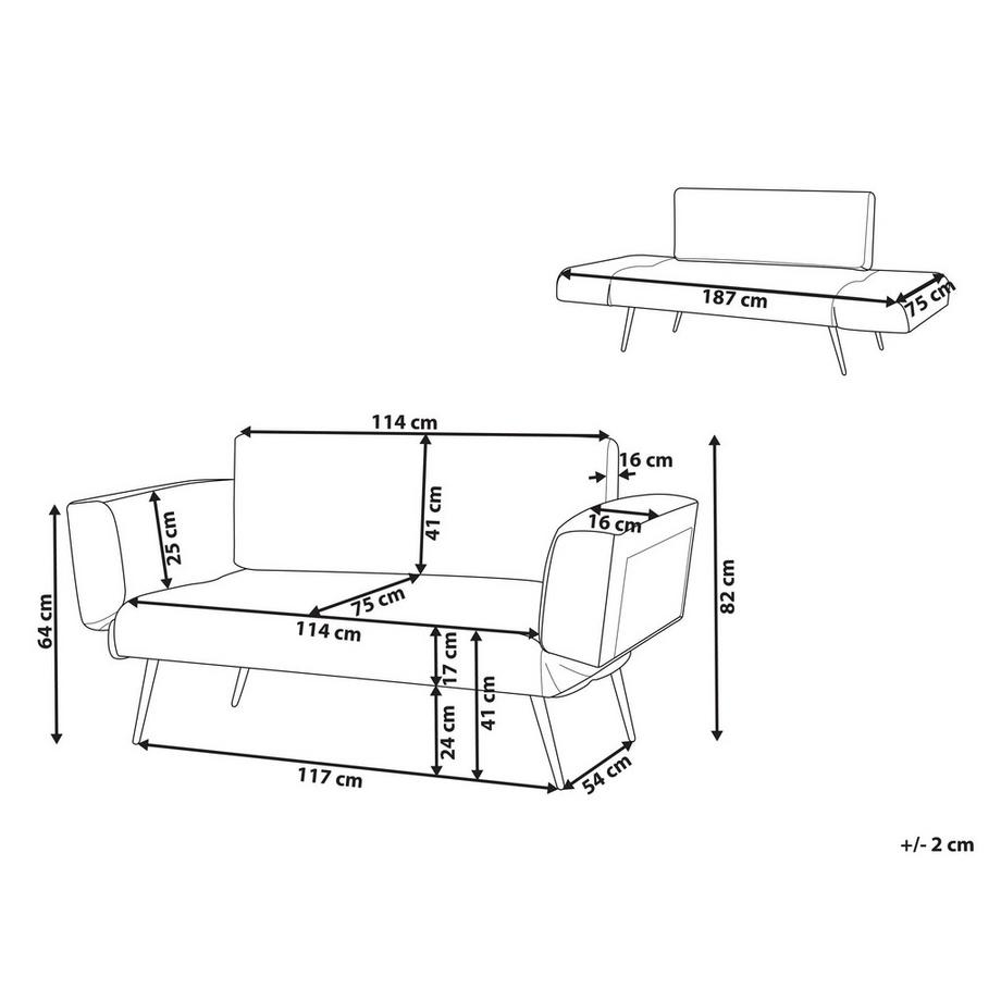 Beliani Canapé-lit en Velours Glamour SAARELA  