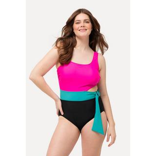 Ulla Popken  Maillot de bain color block, avec bonnets souples. Matière recyclée 