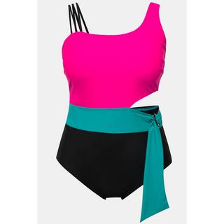 Ulla Popken  Maillot de bain color block, avec bonnets souples. Matière recyclée 