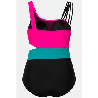 Ulla Popken  Maillot de bain color block, avec bonnets souples. Matière recyclée 