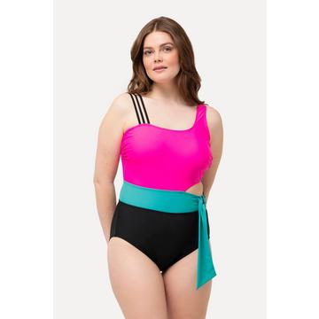 Maillot de bain color block, avec bonnets souples. Matière recyclée