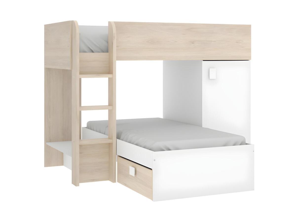 Vente-unique Etagenbett mit Stauraum RICARDO 2Modulierbar Eiche  