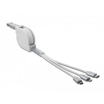 85850 USB Kabel 0,98 m USB 2.0 USB A USB CMicro-USB BLightning Silber, Weiß