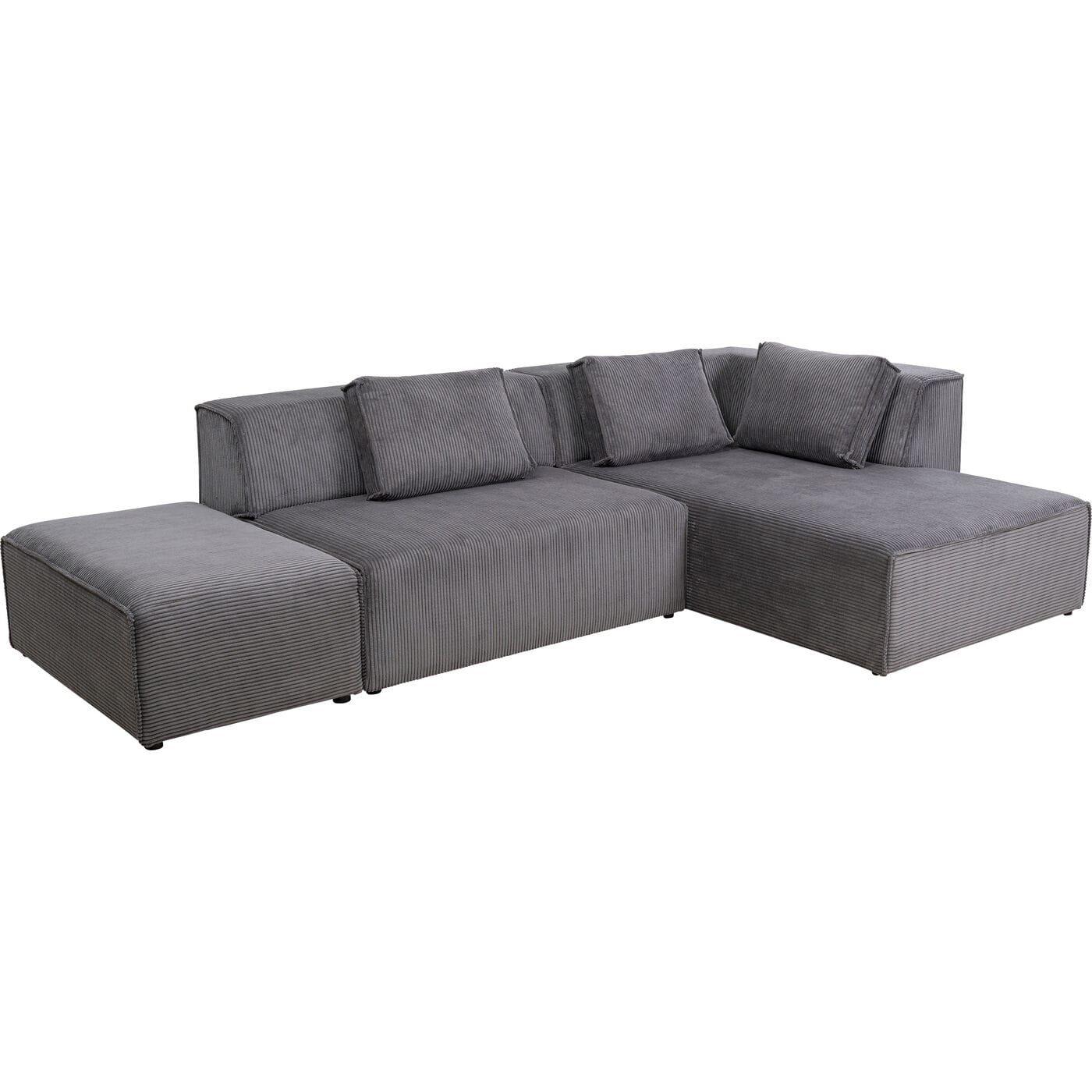 KARE Design Divano angolare Infinity Ottoman Cord grigio destro  