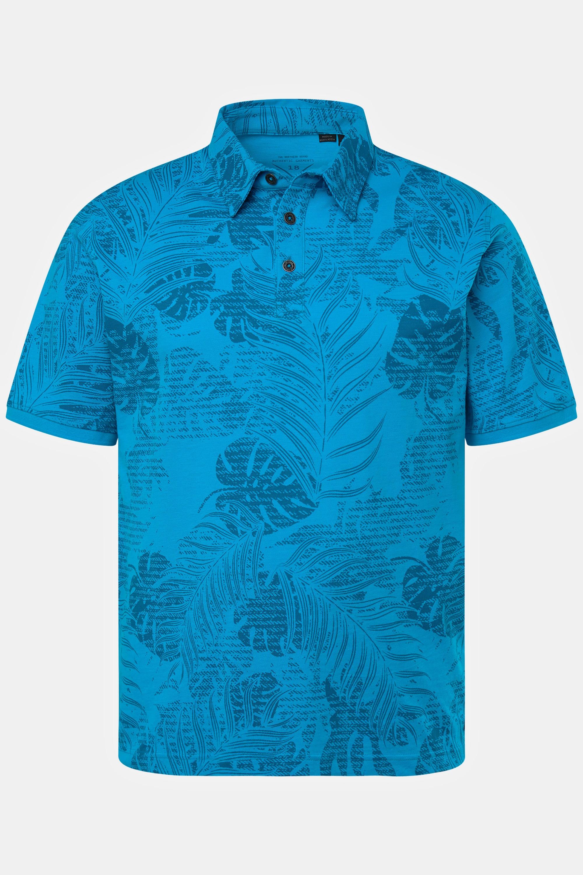 JP1880  Poloshirt, Halbarm, Piqué, floraler Print 