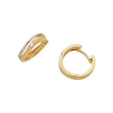Creolen Bicolor Gelb-/Weissgold 750 Diamant 0.04ct. 13mm