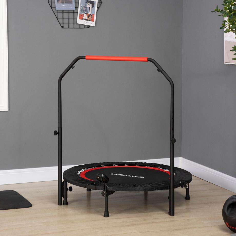 Northio  Mini-Trampolin Lcd-Monitor 102 Cm Fitness-Trampolin Mit 4-Fach Höhenverstellbarer Haltegriff Bis 100 Kg 