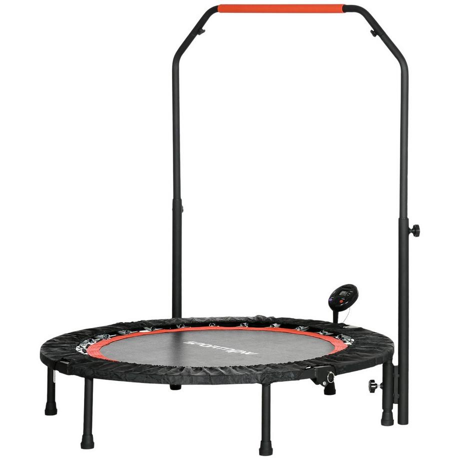 Mini-Trampolin Lcd-Monitor 102 Cm Fitness-Trampolin Mit 4-Fach Höhenverstellbarer Haltegriff Bis 100 Kg