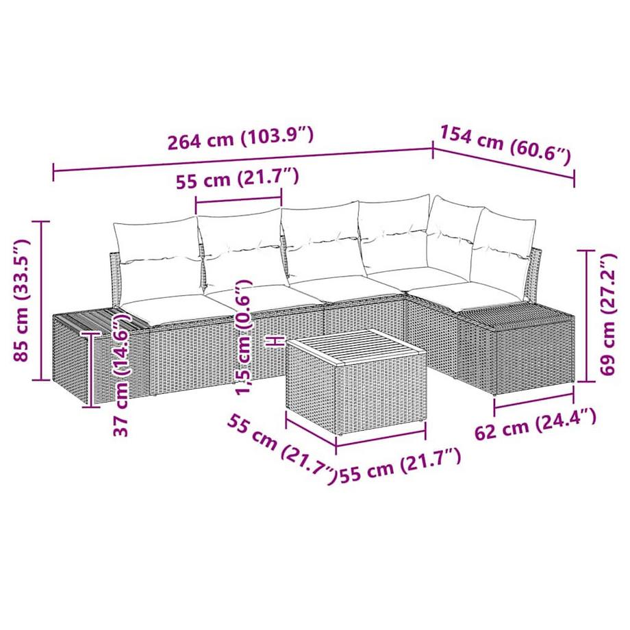 VidaXL Divano da giardino Polyrattan  