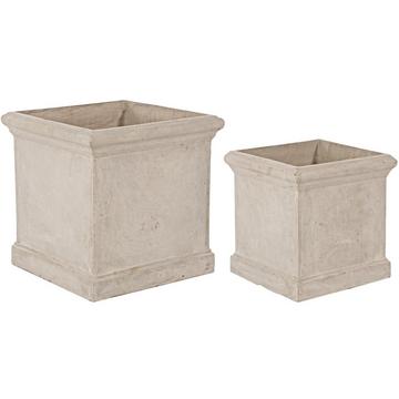 Vase Cement quadratisch Sand (2er-Set)