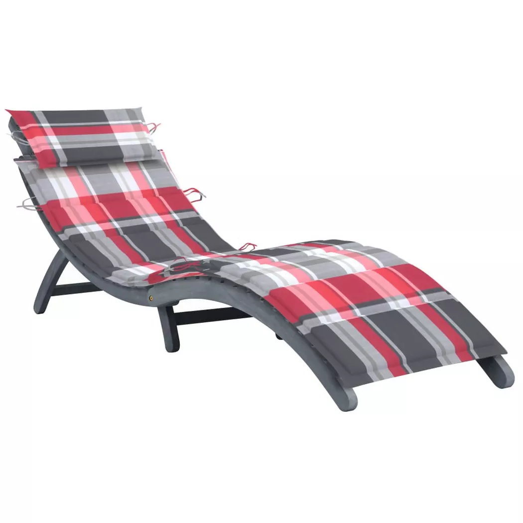 Chaise longue avec coussin Gris Bois d acacia solide