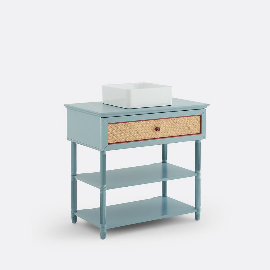 Waschbeckenunterschrank aus geflochtenem Rattan L85 cm
