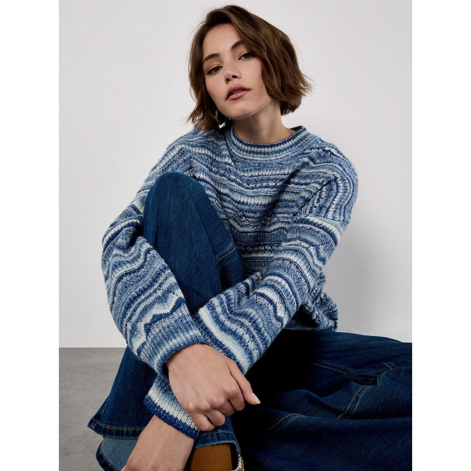 Pull rayé en maille pointelle