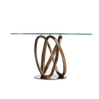 ANGEL CERDA Esstisch runde gehärtetes Glas aus walnussfarbenes Holz  