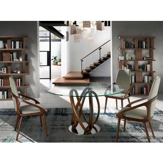 ANGEL CERDA Esstisch runde gehärtetes Glas aus walnussfarbenes Holz  