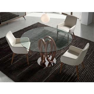 ANGEL CERDA Esstisch runde gehärtetes Glas aus walnussfarbenes Holz  