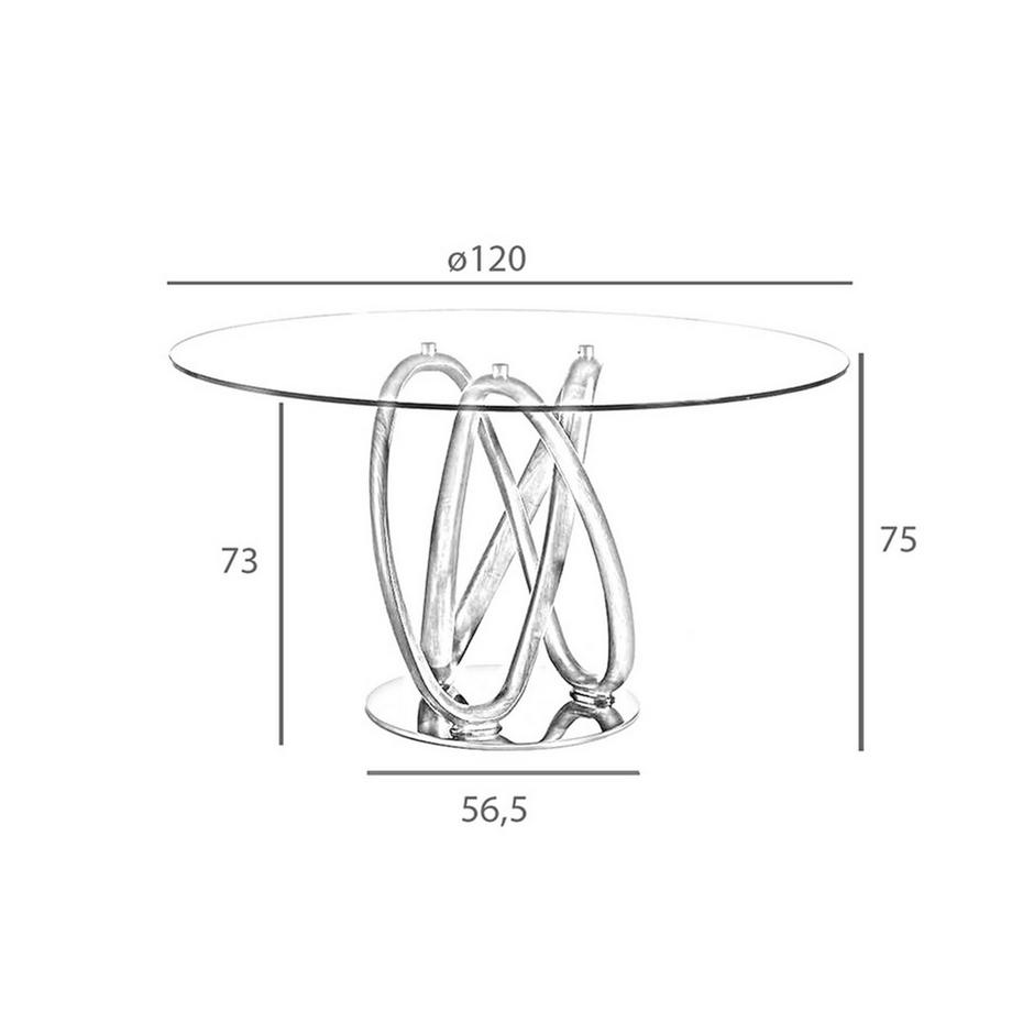 ANGEL CERDA Table à manger ronde verre trempé et noyer  