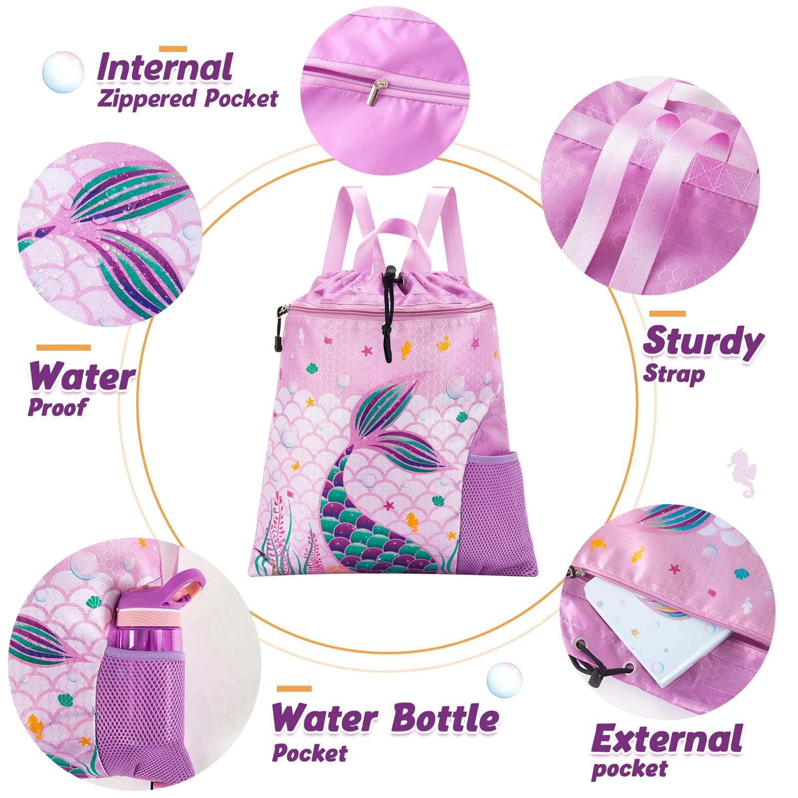 Only-bags.store  Rucksack Kinder - Wasserdichte Turnbeutel String Rucksack Sport Schule Strand Reisen Schwimmen Turnbeutel mit Reißverschluss Tasche Wasser 