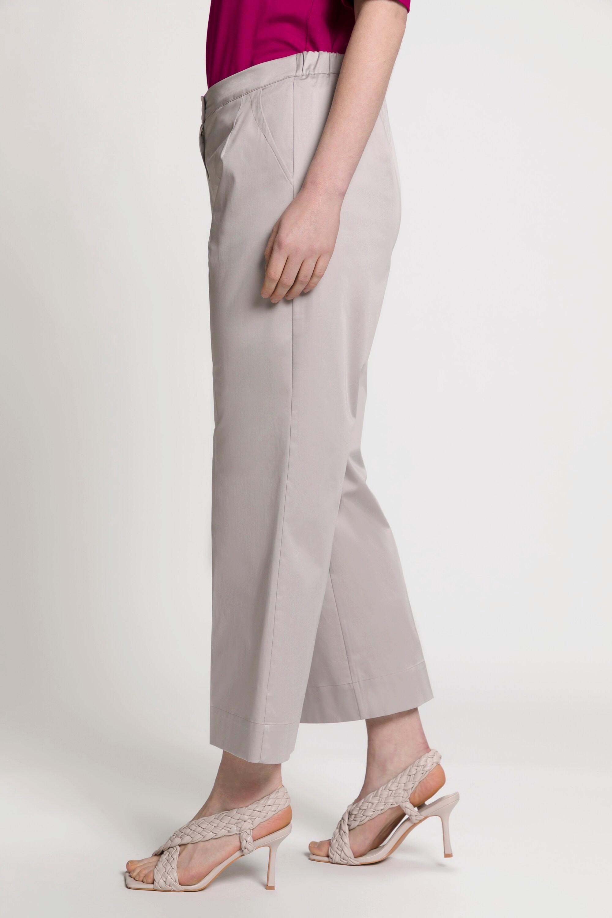 Ulla Popken  Pantalon 7/8, pinces, jambes évasées, ceinture confortable 