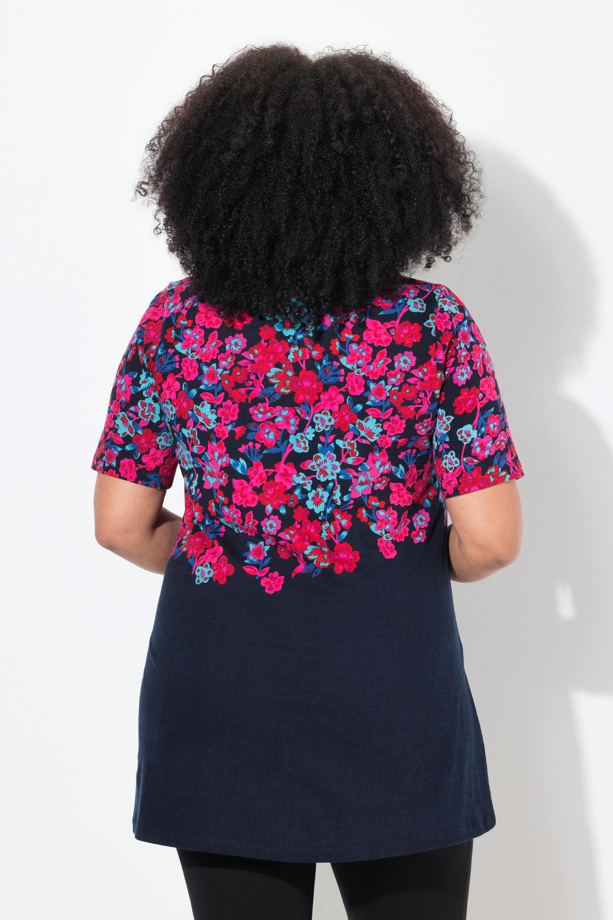 Ulla Popken Maglia lunga stampata scollo rotondo mezze maniche taglio svasato  