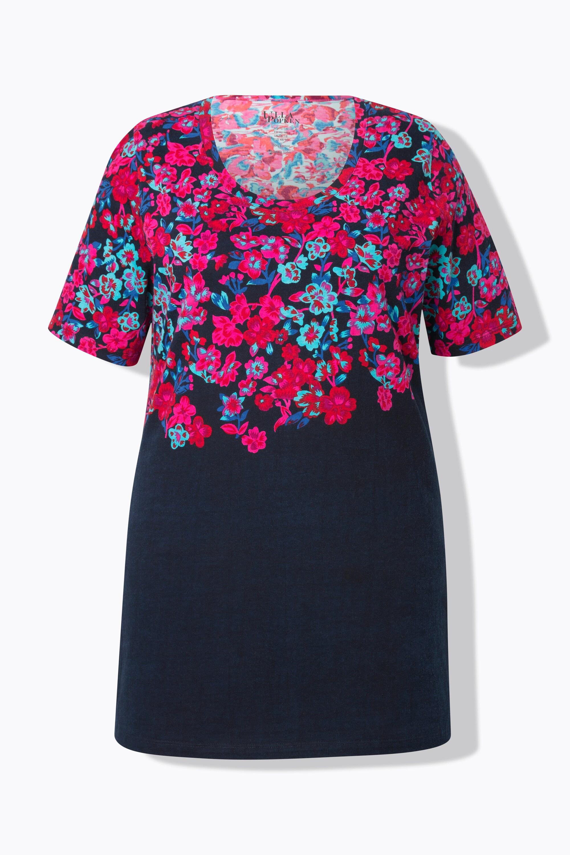 Ulla Popken Maglia lunga stampata scollo rotondo mezze maniche taglio svasato  