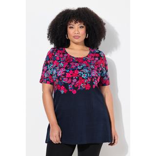 Ulla Popken Maglia lunga stampata scollo rotondo mezze maniche taglio svasato  