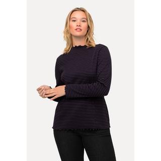 Ulla Popken  Maglia con righe, cuciture decorative, collo dolcevita e maniche lunghe 