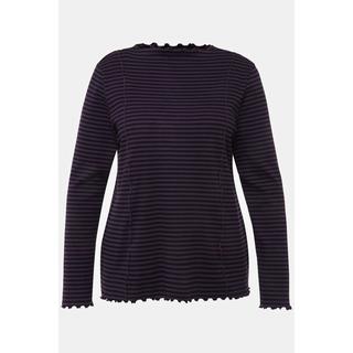 Ulla Popken  Maglia con righe, cuciture decorative, collo dolcevita e maniche lunghe 