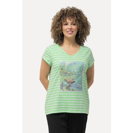 Ulla Popken  T-shirt à manches courtes et col rond - rayures et motif tortues 