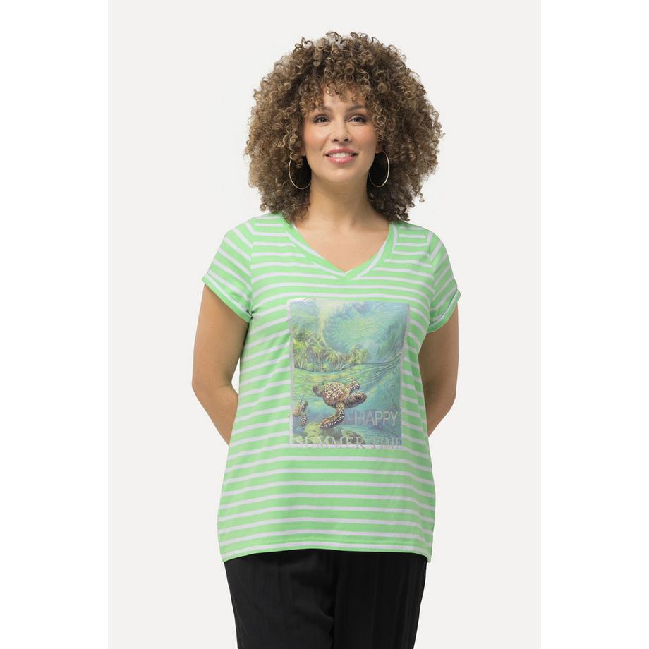 Ulla Popken T-shirt Rayures Tortue Col Rond Manches Courtes  