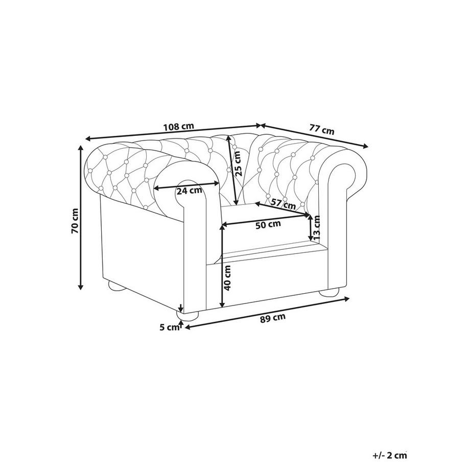 Beliani Sessel aus Echtleder Glamourös CHESTERFIELD  