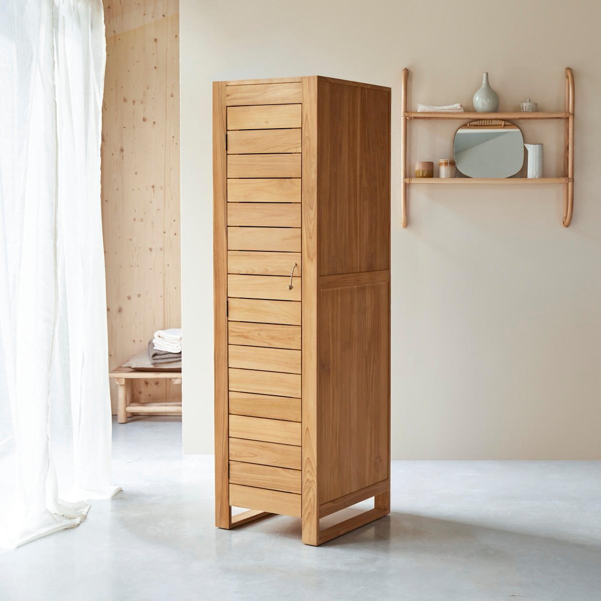 Tikamoon Schmaler Schrank aus massivem Teakholz Minimalys  