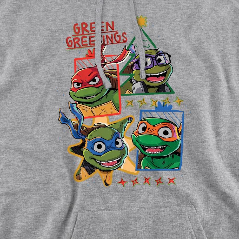 TEENAGE MUTANT NINJA TURTLE Green Greetings Felpa Con Cappuccio Natale  