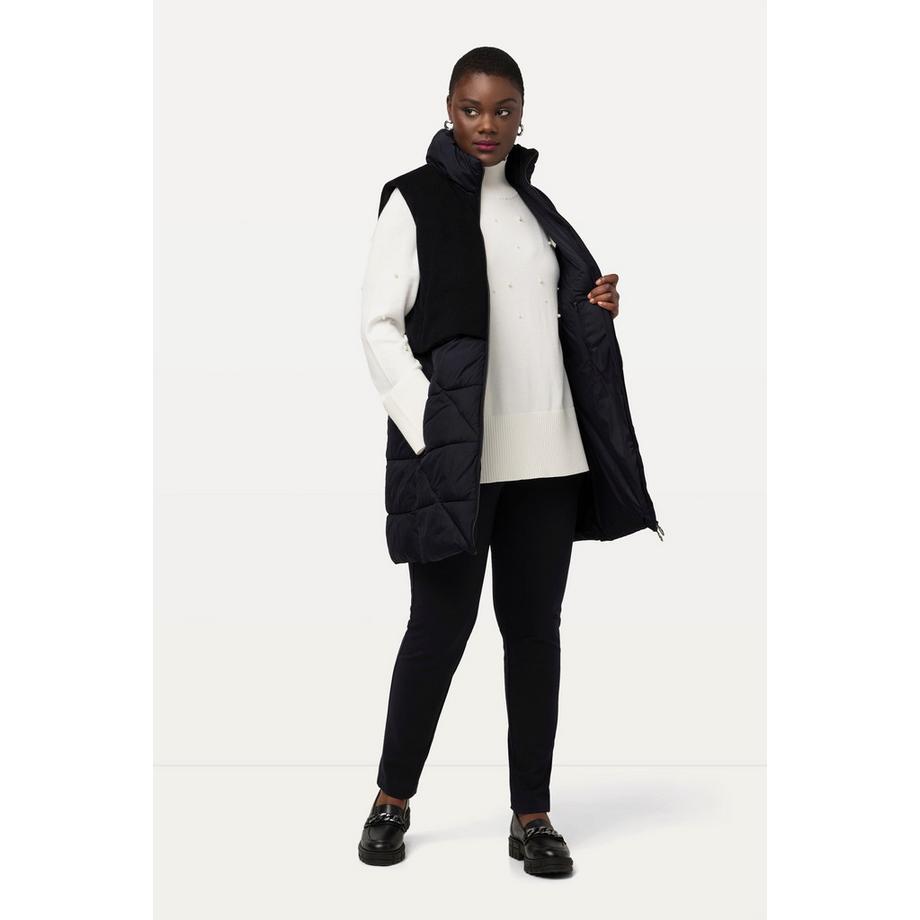 Ulla Popken Veste Matelassée Sans Manches Laine Col Montant Fermeture Éclair Double Sens Silhouette A  