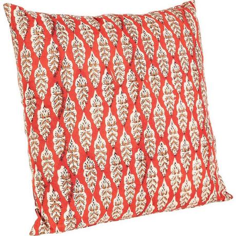 mutoni Coussin Lorient feuille rouge 45x45  