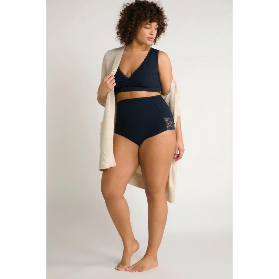 Ulla Popken Culotte taille haute Bellieva empiècement sur le ventre coton bio  