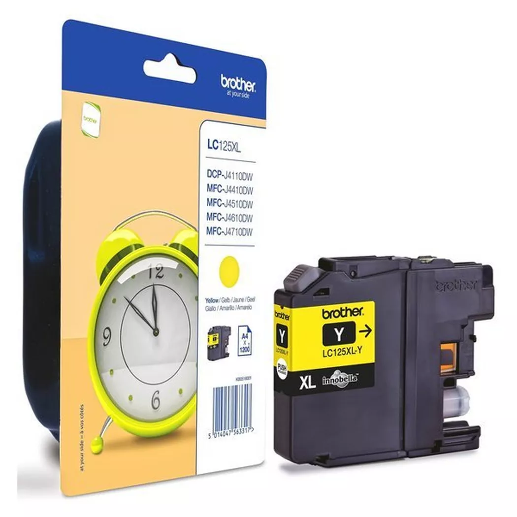 E+P Elektrik – BROTHER Tintenpatrone XL yellow LC-125XLY DCP-J4110DW 1200 Seiten, Gelb, One Size