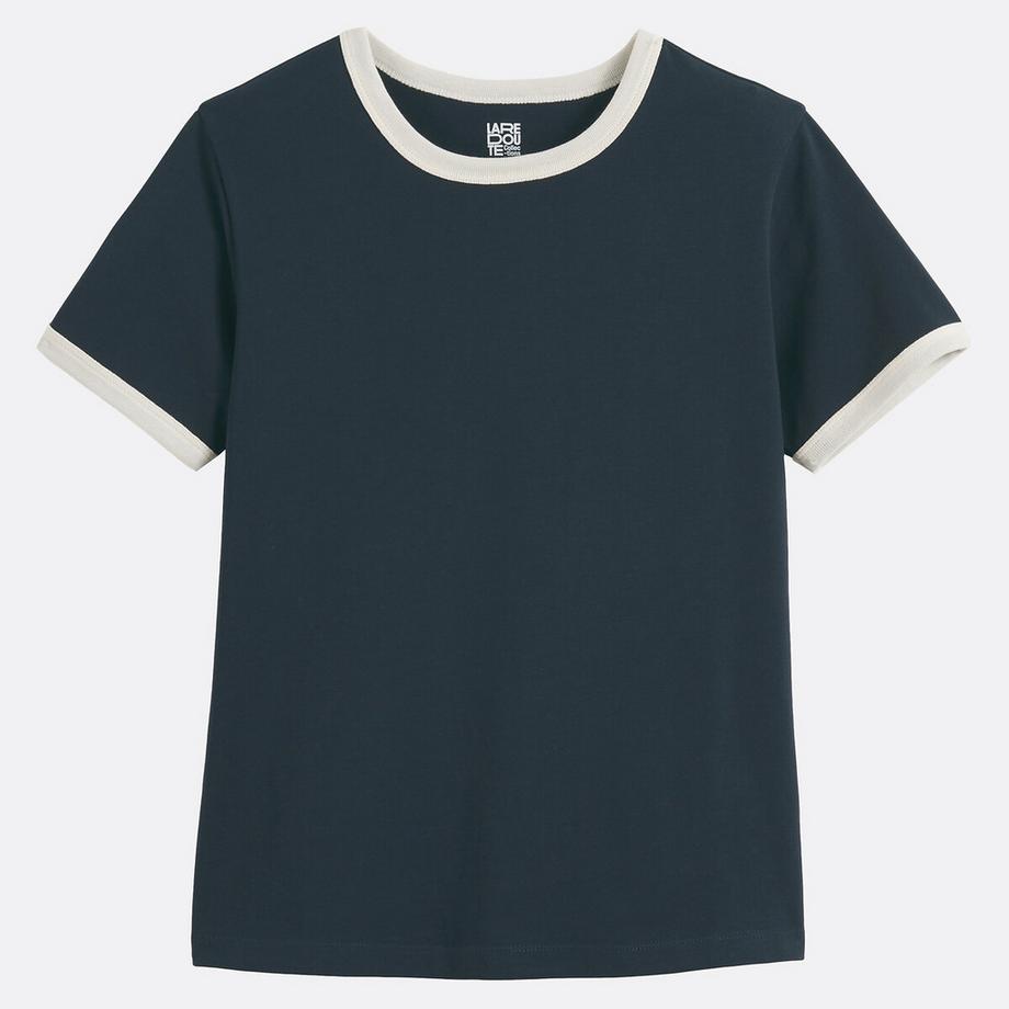 La Redoute Collections T-Shirt Col Rond Manches Courtes à Finitions Contrastées  