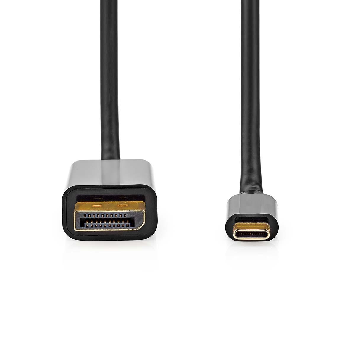 Nedis  Adattatore USB-C™ | USB 3.2 Gen 1 | USB-C™ Maschio | DisplayPort Maschio | 4K@60Hz | 2,00 m | Rotondo | Placcato oro | PVC | Nero | Scatola 